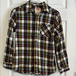 Levi's Kids Plaid Button-Down Shirt - Green, Black, White, and Orange